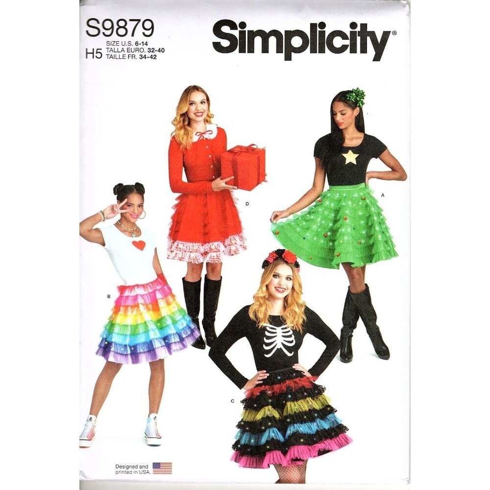 Simplicity S9879 Misses 6 to 14 Holiday Festive Skirts Uncut Sewing Pattern
